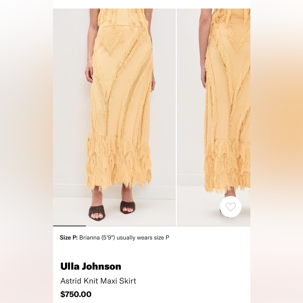 Ulla Johnson Textured Fringe Knit Maxi Skirt in Soft Yellow